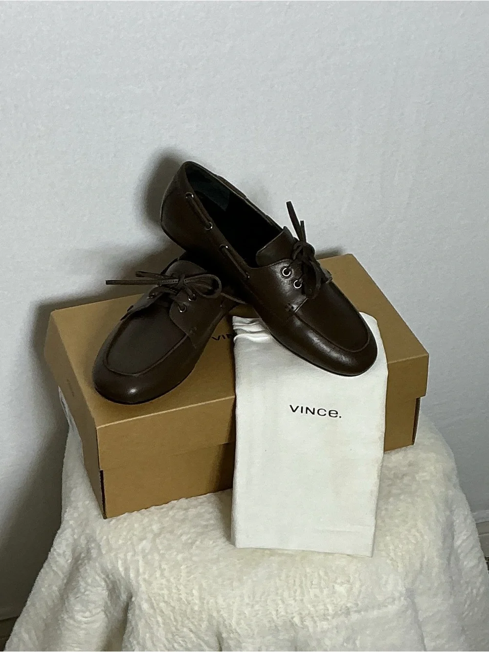 Vince Brown Leather Lace-Up Loafers / Boat Shoes - Size 7